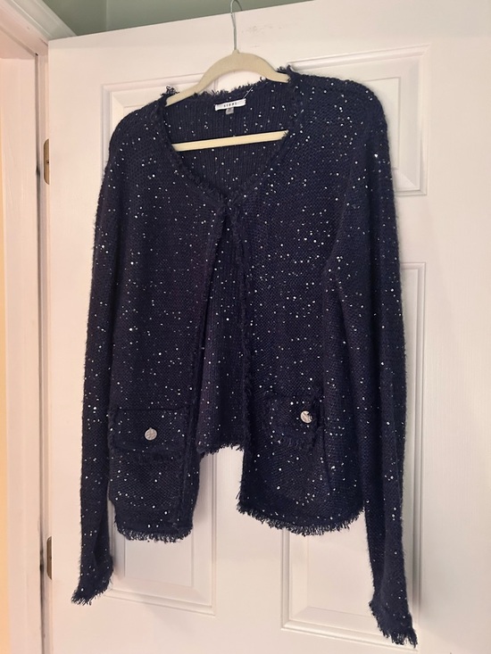 Sioni Jackets & Blazers - Sioni Deep Navy Sequin Knit Sweater XL